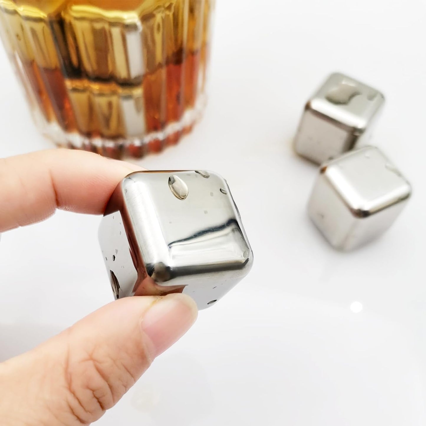 Stainless Steel Ice Cubes + Free Tongs